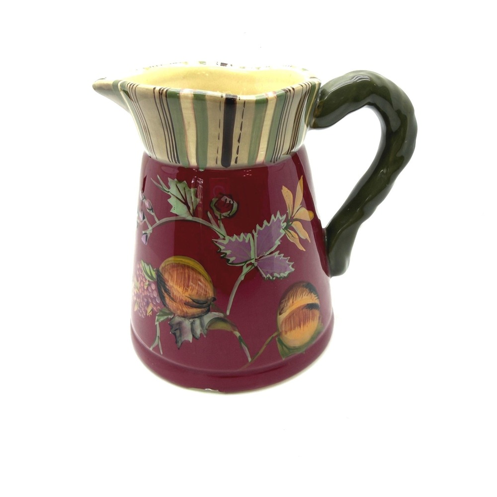 Tracy Porter Octavia Hill Collection Pitcher 6in Burgundy Fruit Floral 1991